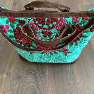 Hand Detailed Suede Guatemalan Tote Bag